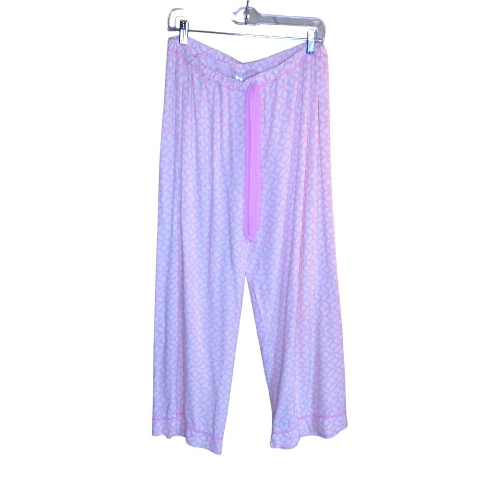 Pajama Drama Pajama Sleep/Lounge Pants Pink and White Large